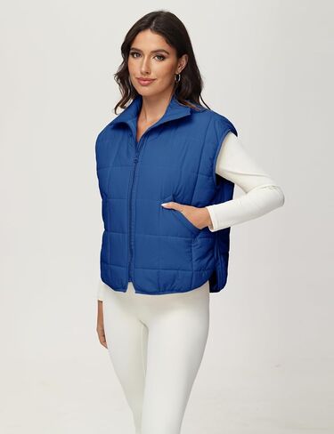 Xiaoxuemeng Puffer Vest Women Lightweight Zip Up Quilted Vest Padded Gilet Sleeveless Jacket with Pockets in Saudi Arabia