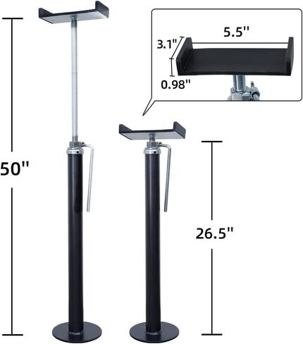 LEADBRAND Slide Out Support Jacks - Slide Out Stabilizers for RV, Camper and Travel Trailer, with Anti-Vibration Rubber mat on top, Stands for Hand Jack, Up to 5,000 lbs Capacity, Pack of 2 (20-37“) in Kuwait