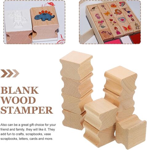 10pcs Beech Wood Seal Carving Square Wood Seal Self Making Stamper DIY Craft Tool Stamps for Making DIY Wooden Stamp Decorative Seal Cards Making Stamp Handbook Stamp Seal in Kuwait