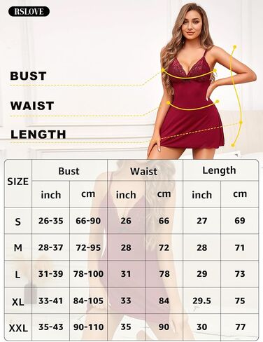 RSLOVE Women's Lingerie Sexy Nightgowns - Lace Babydoll Sexy Chemise Strappy Sleepwear Exotic Sleep Dress in Kuwait