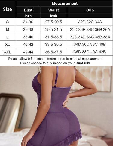 Avidlove Sexy Lingerie for Women Lace Babydoll Dress with Underwire Support Ruffle Hem Hip Chemise Nightgown in Saudi Arabia