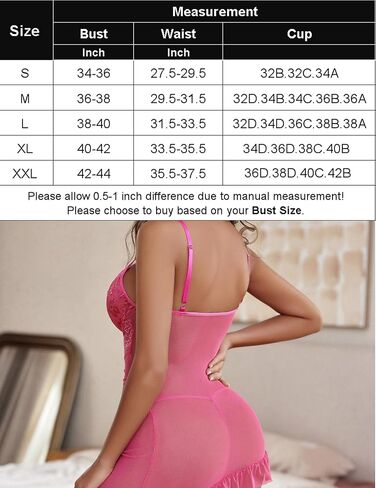 Avidlove Sexy Lingerie for Women Lace Babydoll Dress with Underwire Support Ruffle Hem Hip Chemise Nightgown in Saudi Arabia