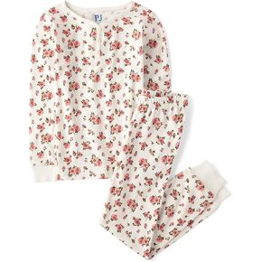 The Children's Place girls Long Sleeve Top and Pants Snug Fit 100% Cotton 2 Piece Pajama Set