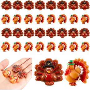 Cinnvoice 60 Pcs Turkey Charms Thanksgiving Turkey Craft Kit Resin Turkey for Thanksgiving Resin Flatback Craft Embellishment Hairpin Decoration Accessories for Thanksgiving DIY Craft Making