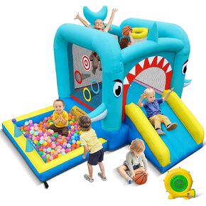 Culaluva Inflatable Bounce House: Jump Bouncer Castle Slide Combo - 7 in 1 for Kids 3-8 - with 370W Blower - for Indoor Outdoor Play