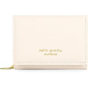 JIUFENG Women's Short Wallet Multi Purpose Zipper Folded Purses Coins Pouches Multi-card Position Card Organizer (Pink)