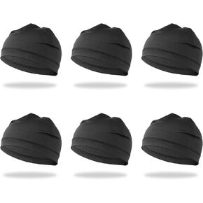 6pcs Wicking Cycling Running Hat Skull Caps Beanie Running Hat Black Sports Headgear Under Helmet Liner Helmet Liner Sweat Fits Motorcycle Helmets for Unsex