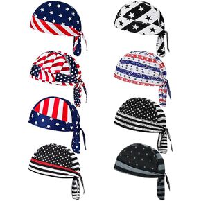 8Pcs Do Rag Skull Cap Sweat Wicking Doo Rag Helmet Liner Cooling Cap Motorcycle Cycling Head Wraps Bandana Beanie Hat