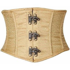 Daisy corsets womens Top Drawer Gold Brocade Steel Boned Mini Cincher W/Clasps