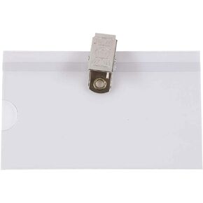 JAM PAPER Plastic Name Tags with Clamp Hook - 3 5/8 x 2 1/4 - Clear - 24/Pack