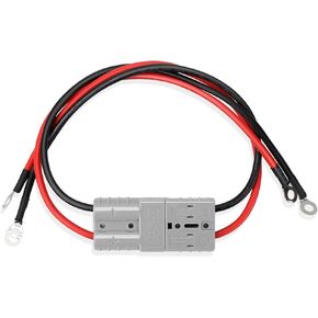 50Amp 8Awg Battery Quick Connect Electric Forklift Cable with O Ring Terminal，2Pcs 40cm/1ft with Quick Connector for Carts, Sightseeing Car, Batteries, Motors,Tractors（Grey）