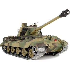 Modified Edition 1/16 2.4ghz Remote Control German King Tiger Henschel Tank Model(360-Degree Rotating Turret)(Steel Gear Gearbox)(3800mah Battery)(Metal Tracks &Sprocket Wheel & Idle Wheel)