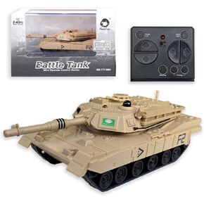 2.4GHz Mini RC Tank Toy with LED and Rotating Turret. The Ultimate Military Toy for Boys and Girls (Grey)