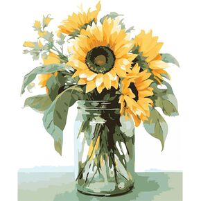 Natuyalo Flowers Paint by Numbers Kit for Adults - Flowers in a Vase Paint by Number on Canvas Without Frame, DIY Acrylic Painting for Ideal Gift Home Wall Decor (16x20 Inch)