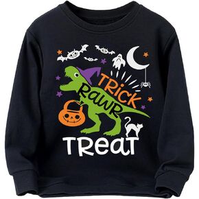 Toddler Boys Halloween Sweatshirts Girls Pumpkin Face Skeleton Ghost Glow in the Dark Shirts Long Sleeve Tops 1-7T