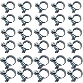 30Pcs 1/4" 5/16" 3/8" Fuel Injection Gas Line Hose Clamps, Stainless Steel Adjustable Fuel Line Clamp Clip, Pipe Clamp Assortment Kit for Automotive, Diesel Petrol Pipe
