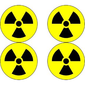 Rogue River Tactical Nuclear Radiation Warning Symbol Sign 4 Pack Hazard Radioactive Bumper Window Sticker 4" Round Car Decal