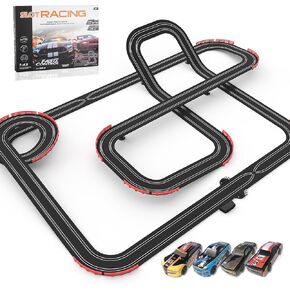 Slot Racing Car Track for Kids 1:43 Electric Powered 40Ft Big Racing Track Set with 4 Cars and 2 Hand Controllers, Gift Toys for Boys Girls 6,7,8 Years Old