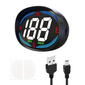 عداد السرعة الرقمي للسيارة GPS HUD، مقياس السرعة الرقمي MPH مع شاشة LED كبيرة الحجم وملحقات السيارة مع كابل USB، تشغيل التوصيل لجميع المركبات (عداد السرعة X1)