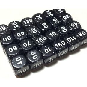 Pokemon Dice x24 Set - Damage Counters - Black W/Glitter - Trainer Toolkit