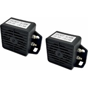 Truck Back-up Alarm, 2Pcs of Waterproof Industrial Heavy-Duty 110dB 12V/24V Backup Beepers: Reliable Car Reverse Horns for Enhanced Safety, Black Square