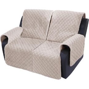 MABOZOO Plush Loveseat Recliner Cover, Artificial Wool Reclining Couch Cover Recliner Sofa Cover for Double Recliner, Non-Slip Sofa Slipcover with Elastic Straps for Kids, Pets (Coffee) in Saudi Arabia