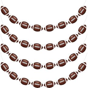 4PC - Football Party Decorations - Football Banner - Football Hanging Decorations Decor for Themed Birthday Party Bowl Game Fans Home Garland Supplies Flag