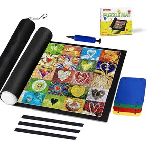 Celawork 1000 Pieces Puzzle mat roll up with Puzzle Sorting Trays,Jigsaw Puzzle Accessories for Puzzles Storage and Saver, Jigsaw Puzzle mat for Adult