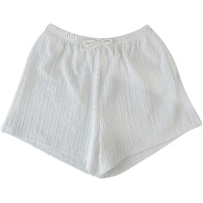Girl's Knot Elastic Waist Straight Leg Mini Shorts Casual Summer Plain Shorts