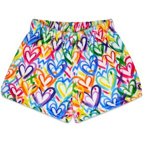 iscream + Corey Paige Designs Big Girls Fun Print Silky Soft Plush Shorts - Live Brightly Collection