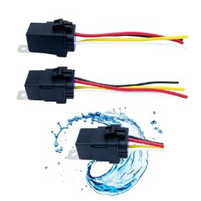 5 Pack 12V 40A Waterproof Relay and Harness Kit,4-PIN SPST Automotive Relay,AWG Tinned Copper Wires,Automotive Replacement Accessory Power Relays