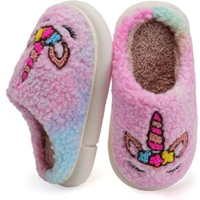 IceUnicorn Kids Slippers Boys Girls Warm Soft Plush Memory Foam House Slippers Big Little Kids Non-Slip Winter Home Shoes for Indoor Outdoor