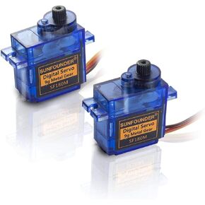 9g Metal Servo Gear RC Robot – SunFounder SF180M Digital Half Metal Semi-Metal Micro Servo Motor Helicopter Airplane Boat Robot Control 2pack