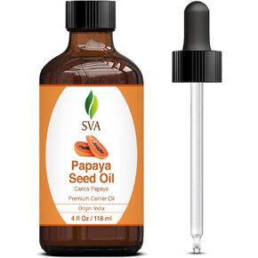 SVA ORGANICS 100% PURE COLD PRESSED PAPAYA SEED OIL 4 OZ (118 ML) VIRGIN/UNREFINED For SKIN, HAIR, MASSAGE
