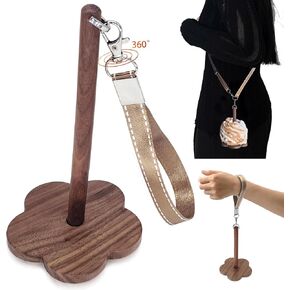 Wrist Yarn Holder, Portable Wrist Yarn Ball Minder Stand with Crossbody Strap Wooden Twizzling Yarn Organizer Storage Knitting Supplies Crocheting Gift for Craft Lover