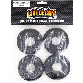 Little Guy Racing Parts Black Label M/T (57mm) 1.0 Inch Tires Compatible with 1/24 RC Axial SCX24, RGT, Element, Enduro, URUAV (4 Tires per Order), Black, 57mmx19mmR1 + Free LGRP Sticker