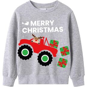 Kids Christmas Sweatshirts Long Sleeve Pullover Shirts Toddler Boys Girls Santa Claus Sweaters Xmas Outfits 1-7T