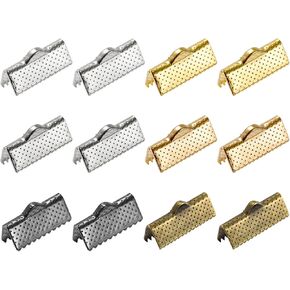 uxcell 120Pcs Ribbon Crimp Clamp Ends, 16mm Bookmark Pinch Cord End Clasps for DIY Craft Making, 6 Assorted Colors