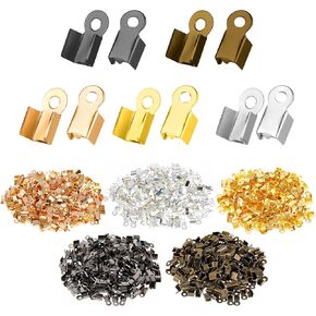 Abeillo 1000 Pieces Cord End Caps, Cord Ends for Jewelry Making, Fold Over Clasp Cord Ends Terminators Crimp End Tips, for Jewelry Making, Necklace Cord 8.5 * 3.5 * 3.5 mm