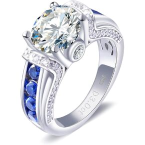 3 Carat Moissanite Ring for Women 925 Sterling Silver Moissanite Engagement Ring 3CT Moissanite Promise Bands Rings Wedding Ring for Wife Anniversary Birthday Valentine Jewelry Gift