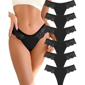 Seamless Underwear women Pack Thongs for Women No show Sexy Breathable Panties Ladies Lace Thong 6 Packs XS-XL