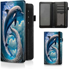 Checkbook Cover Skull Pattern Premium Leather Check Book Holder Wallet with RFID Blocking Function for Men and Women
