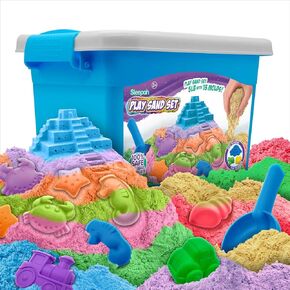 Sleepah Premium Play Sand Set – 5LB of Sensory Toy Sand with 13 Large Molds for Girls & Boys – No Mess Sensory Play Sand Art & Crafts Activity Gift Kids 3 4 5 6 7 8 9 Years