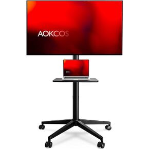 Rolling TV Stand - Tall Mobile TV Stand for 32-65 Inch LCD LED OLED Flat/Curved Screen TVs, Height Adjustable Portable TV Stand on Wheels with Tilting, Holds up to 77lbs, MAX VESA 400x400mm