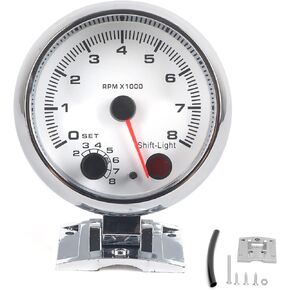 Car Tachometer Kit, DC 12V Professional Metal Tachometer 3.75in 0‑8000 RPM 7 Color Background Lights Tacho Gauge for 4/6/8 Cylinder 12V Gasoline Powered Vehicles