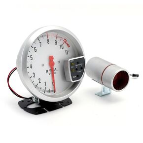 5 Inch Tachometer Gauge 7 Colors 12V Automotive Modified Electronic Instrument, Available in Black and White (White)