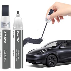 KIKIMO for Tesla Touch Up Paint(Pearl White Multi-Coat(PPSW)), Car Paint Repair Kit for Tesla Model Y/3/S/X, 2 In 1 Scratches Repair with Pen Tip and Brush, Color-Matched for Quick & Easy Fix