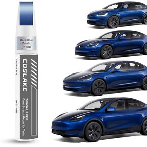 Car Touch Up Paint(Pearl White Multi-Coat(PPSW)) for Tesla Model Y/3/S/X, Car Paint Scratch Repair Kit with Pen Tip & Brush & 1mm Fine Brush, Car Scratch Remover Pen with Color-Matched for Tesla