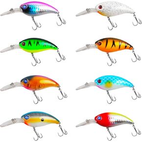 Fishing Lures Hard Bait Minnow Swimbait Crankbait Jerkbait Popper Topwater Lures with Treble Hooks 3D Eyes Freshwater Saltwater Fishing Lures for Bass Trout Walleye Pike Catfish