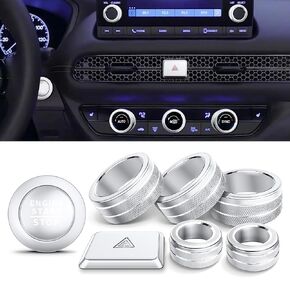 إكسسوارات داخلية رياضية لسيارة Honda Accord/HRV/CRV/Civic 2025 2024 2023 2022 - مكيف الهواء، غطاء مقبض الصوت، أضواء التحذير، حلقة غطاء زر تشغيل المحرك 8 قطع (أحمر)